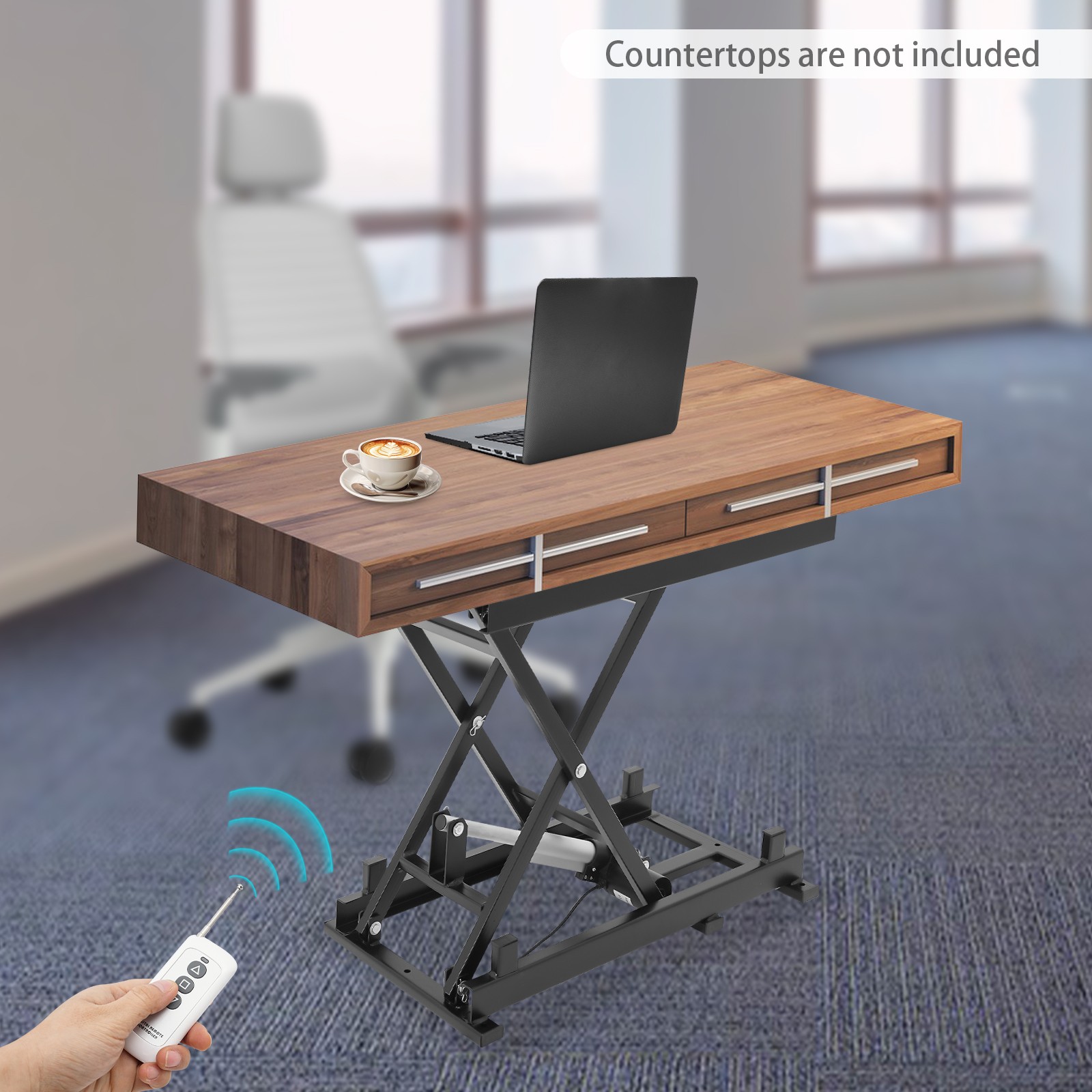 350LB Electric Scissor Lift Table with Remote Control, Adjustable Height