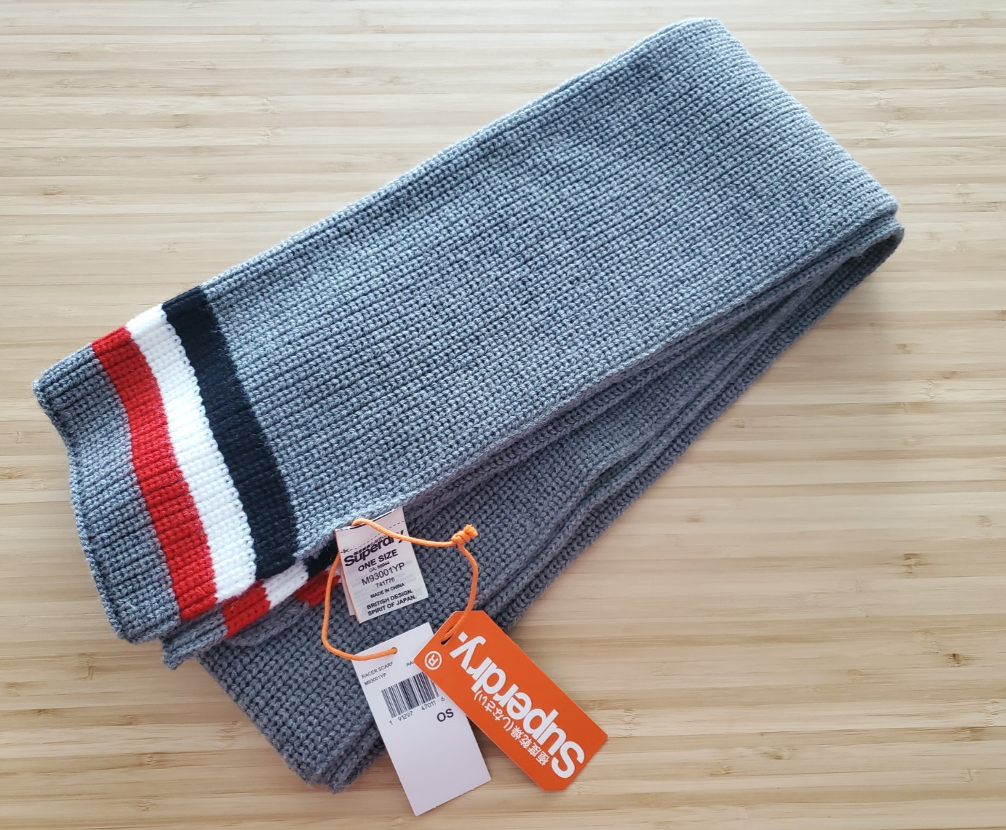 Superdry Grey Racer Scarf One Size Skiing Unisex