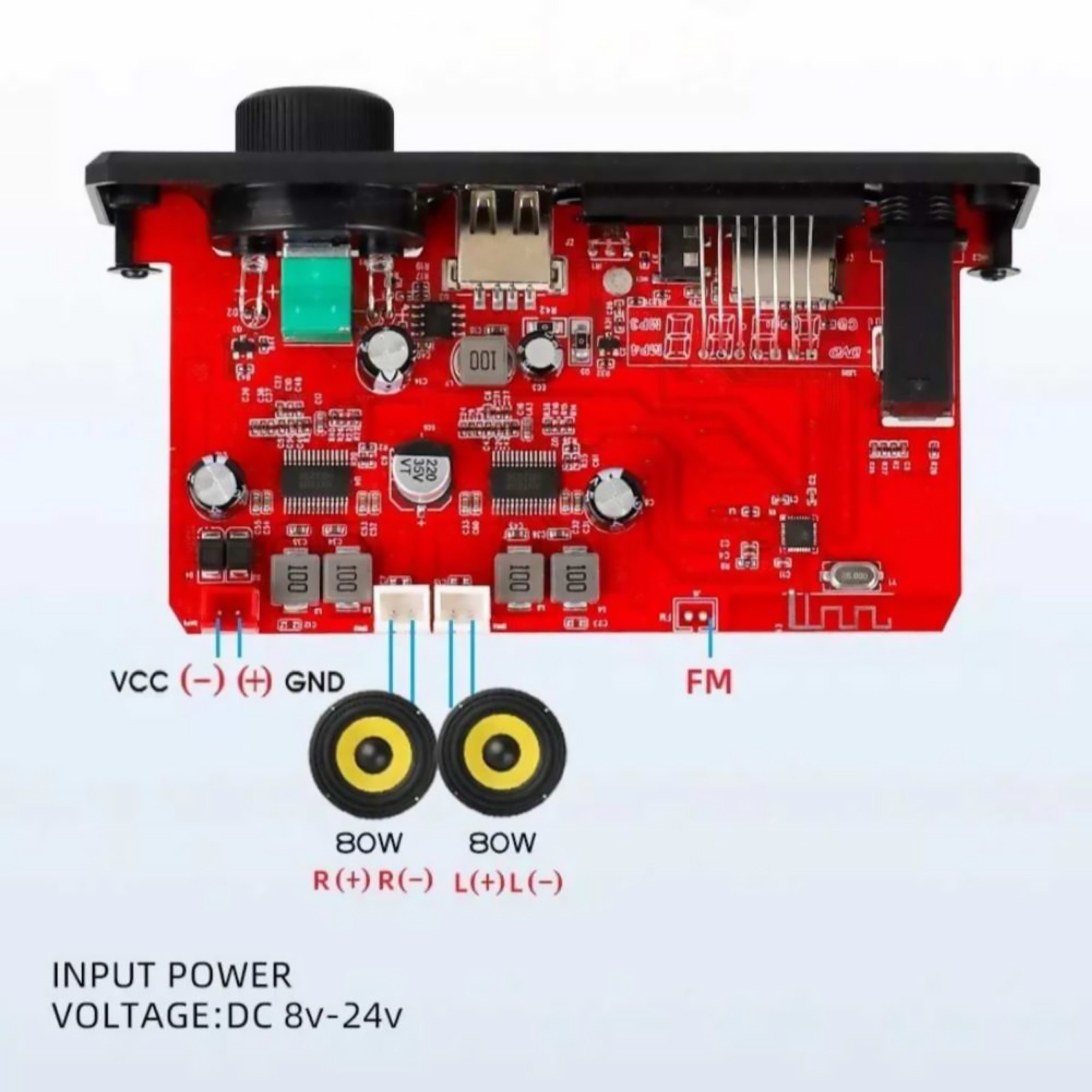 MP3 Decoder 160W Audio Amplifier Bluetooth 5.0 DC12V Multi-scenario Applications