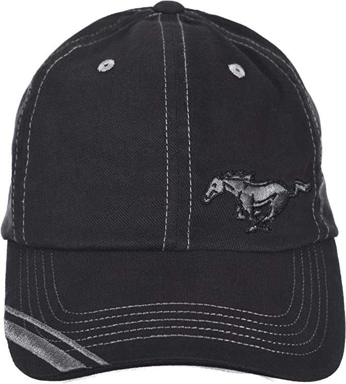 Ford Mustang Pony Logo Baseball Cap Car Auto Racing Hat Black Official Licensed