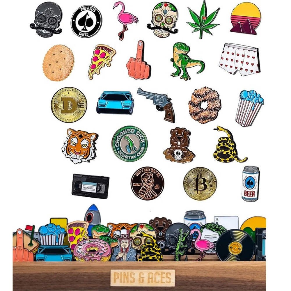 Pins & Aces Novelty Golf Ball Markers NEW Funny Metal Golf Ball Markers