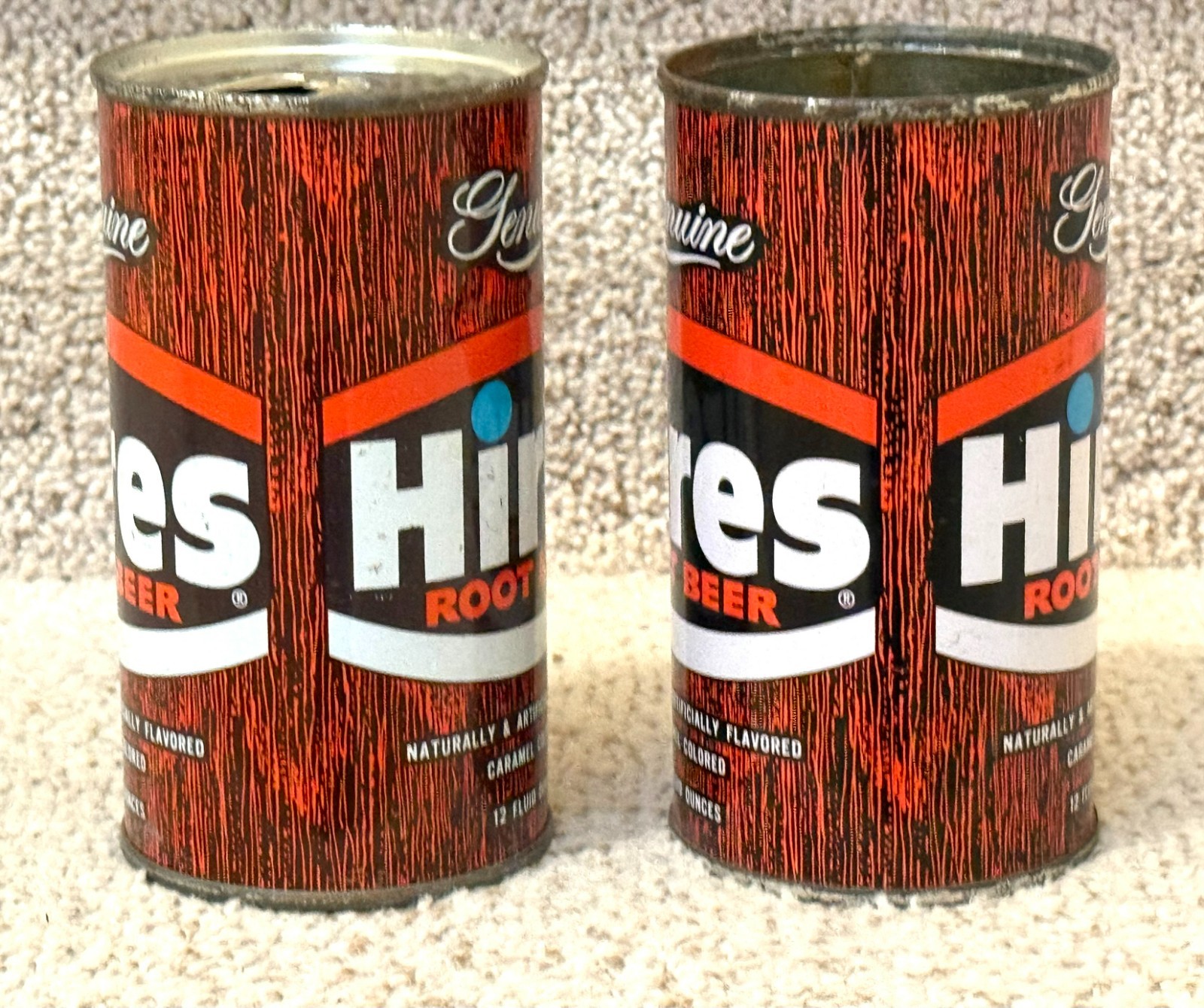 *Clean* Two Different Hires Root Beer Pre-Zip Code Soda Cans