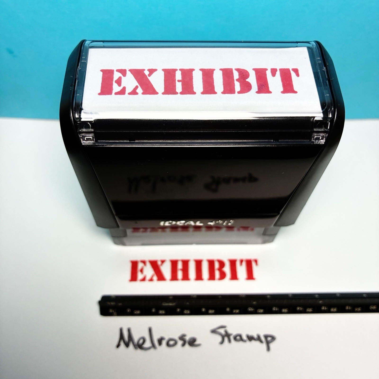 Exhibit Rubber Stamp Red Ink Self Inking Ideal 4913