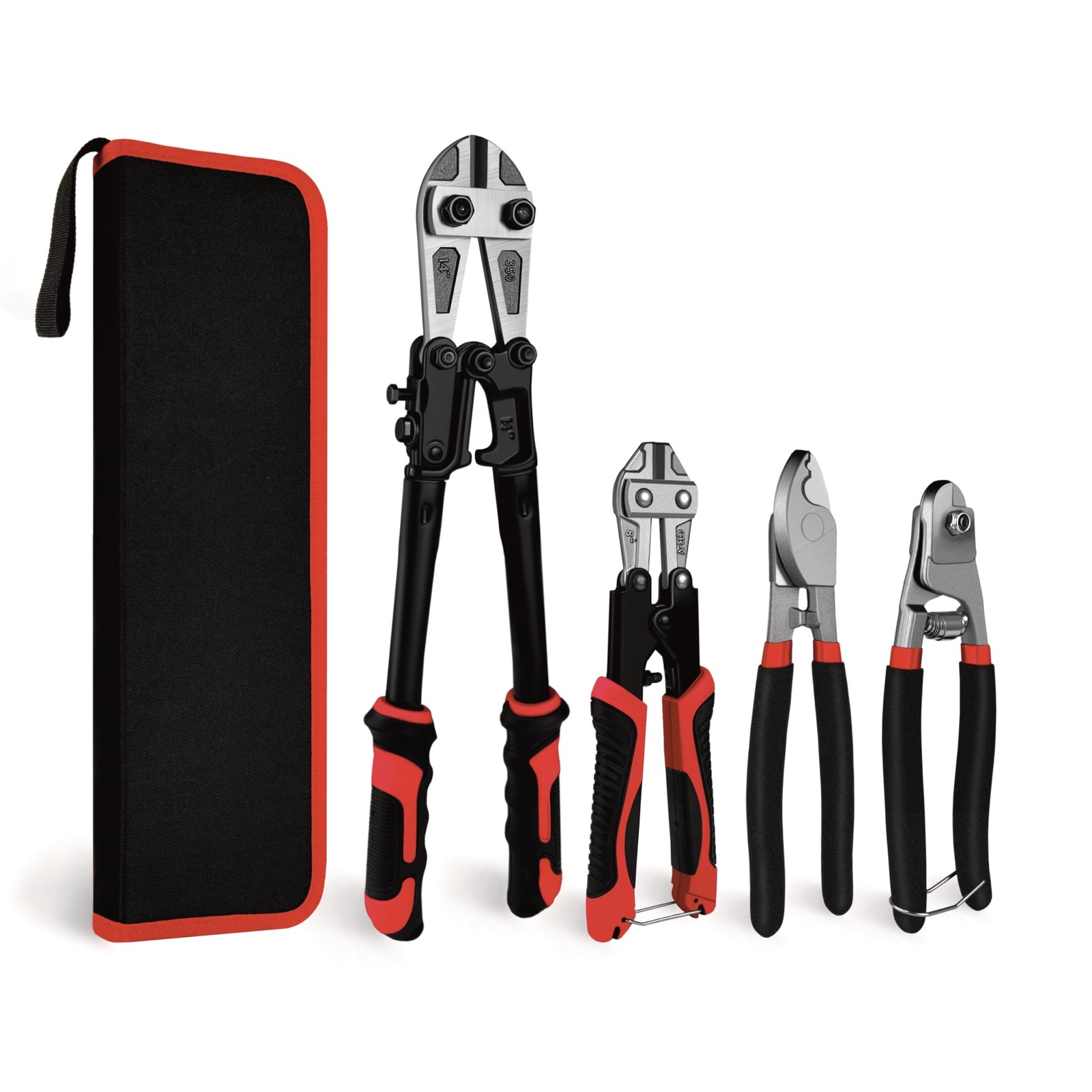 4-Piece Bolt Cutter Pliers Set, 14" & 8" Bolt Cutter, 8" Wire Cable-Rope Cutter