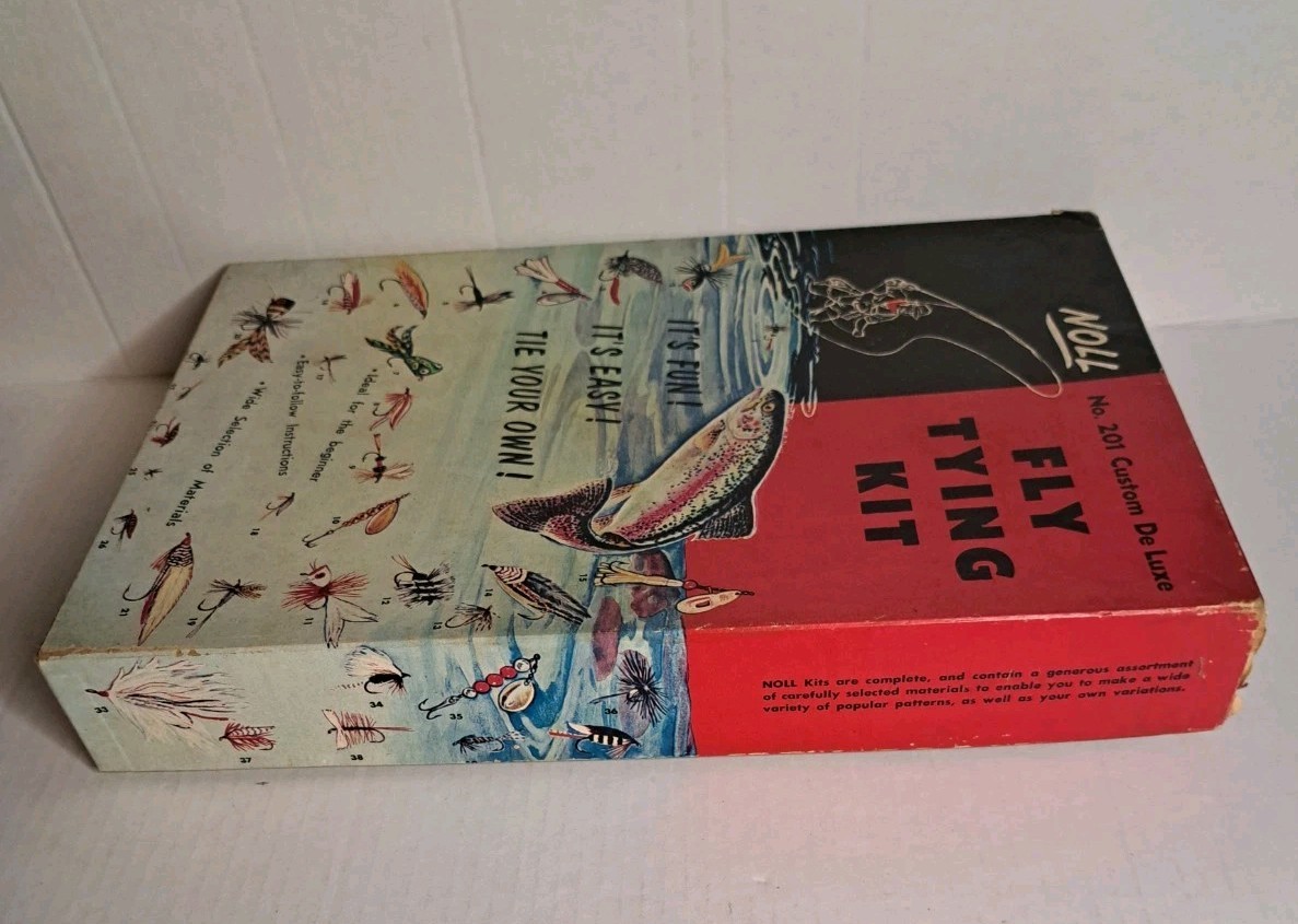 Vintage Noll No. 201 Custom De Luxe Fly Tying Kit w/ Trout Flies Book + Extras A