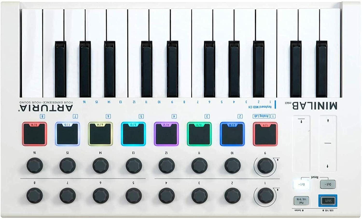 Arturia MiniLab MkII 25 Slim-Key 25-Note USB Mini Keyboard Controller -White