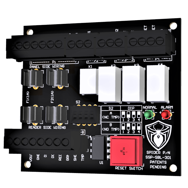 Spider Latching 12VDC DPDT Relay Module / Panel Mounted / Pulse Trigger / LED
