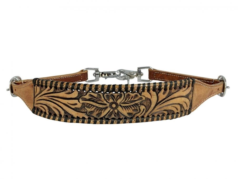 Showman Leather Wither Strap w/ Floral Tooling & Rawhide Accent