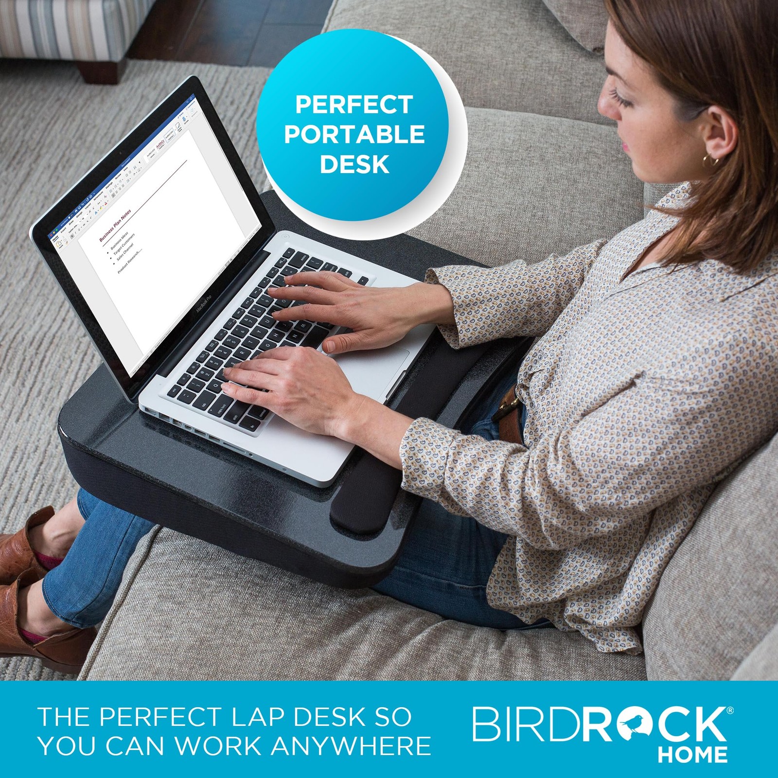 Sofia + Sam Multi Tasking Lap Desk with Memory Foam Cushion | USB Light and Mous