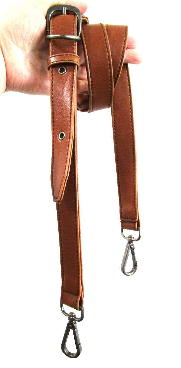 Brown Leather Silver Hardware Adjustable Replacement Shoulder Strap