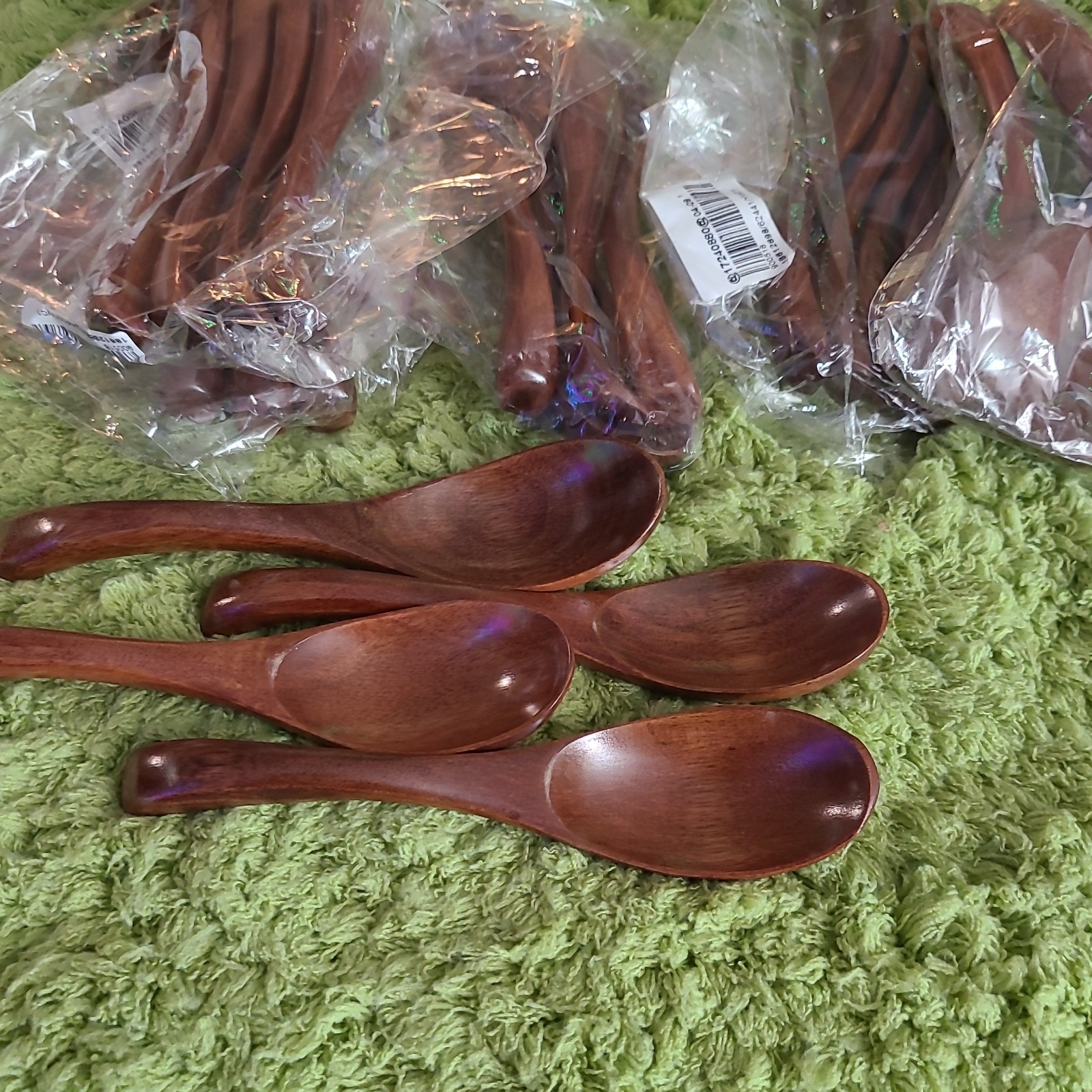 24 Wooden Cooking Rice Spoons Brown Light Weight Solid Handle