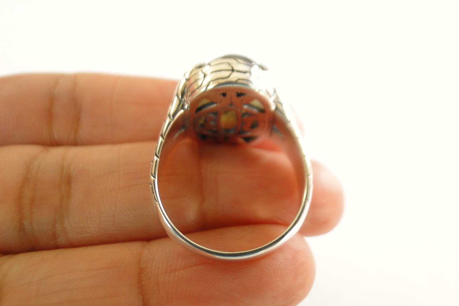 Oval Labradorite Solitaire 925 Sterling Silver Ring Size 8