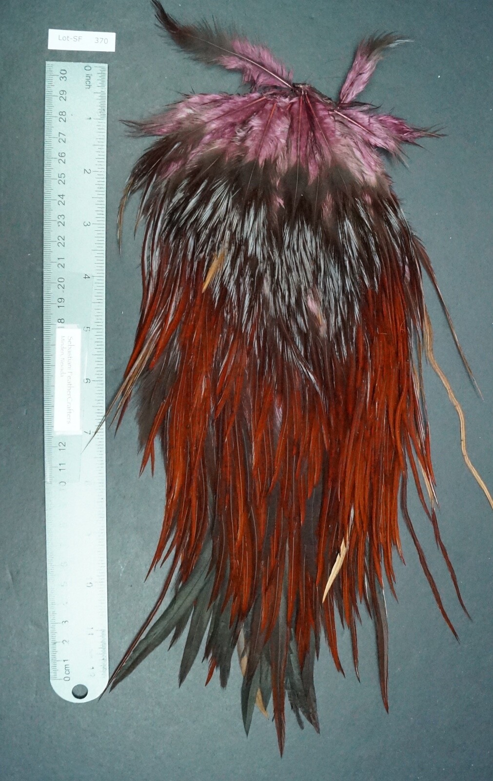 Commercial Keough Mauve Dyed on Brown Rooster Saddle Lot-SF 370