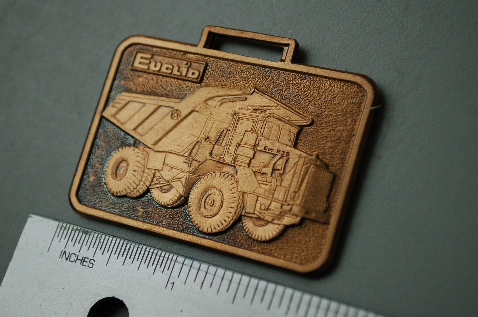 EUCLID R25 Dump Truck Vintage Watch Fob brass haul rock quarry EUC HAULER heavy