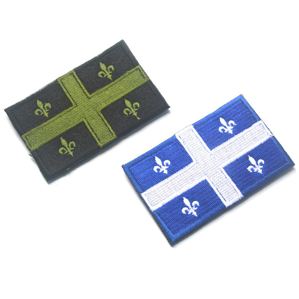 2 PCS QUEBEC PROVINCES FLAG CANADA STATES FLAG TACTICAL HOOK PATCH BLUE GREEN