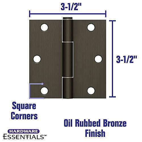 Hardware Essentials 854326 Square Corner Squeak-Proof Door Hinges 3-1/2 inch ...