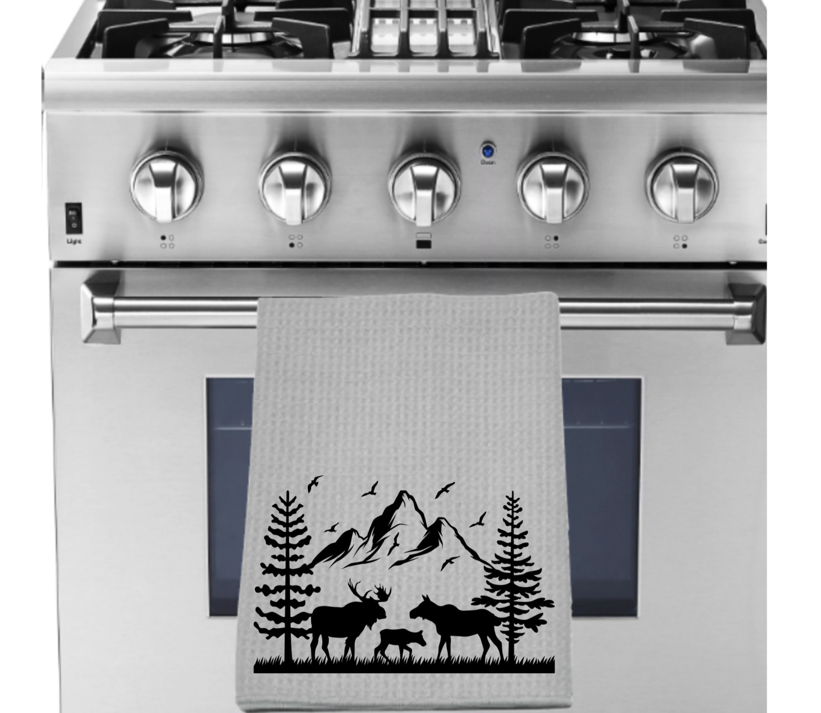 Printed Moose Dish Hand Towel Waffle Weave 16x24 Wildlife Kitchen Decoration New