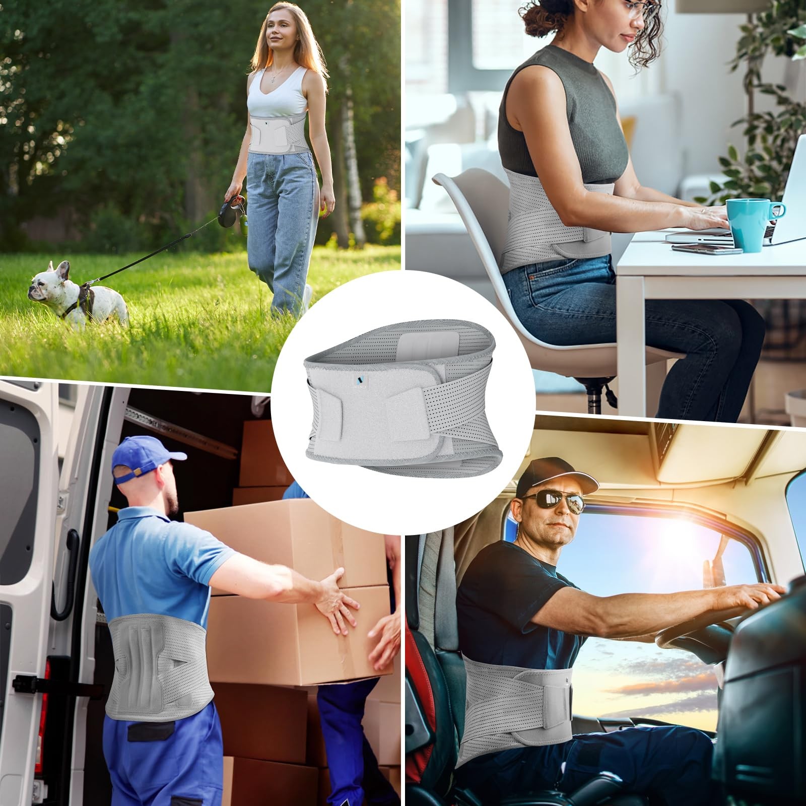 NEENCA Back Brace for Lower Back Pain Relief - Ergonomic Lumbar Support with ...
