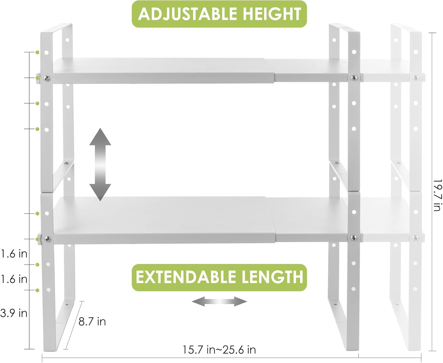 Expandable Cabinet Shelf Organizer Rack Stackable Kitchen Counter Storage