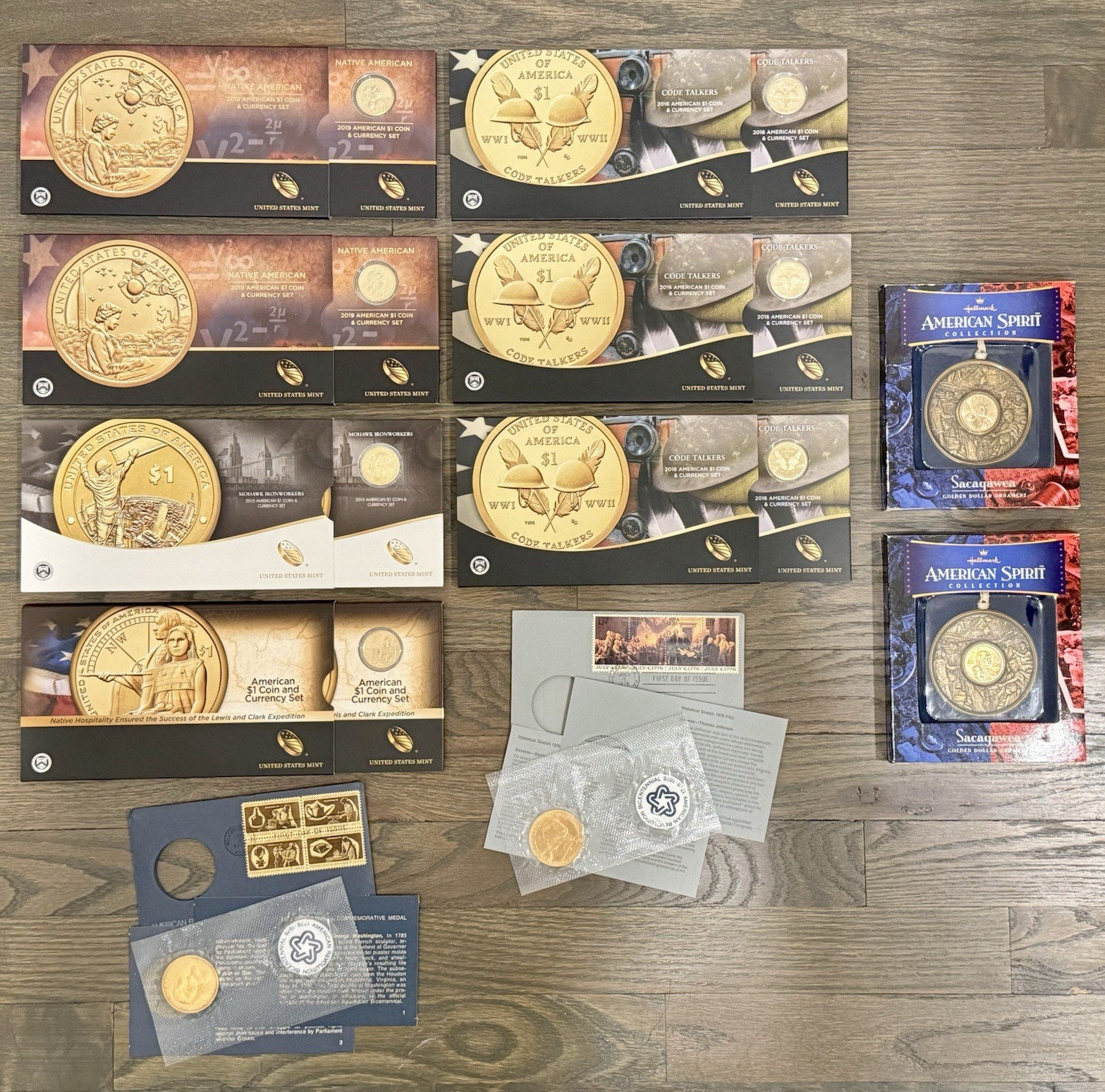 Lot (7) Coin and Currency Native American Dollar Sets
