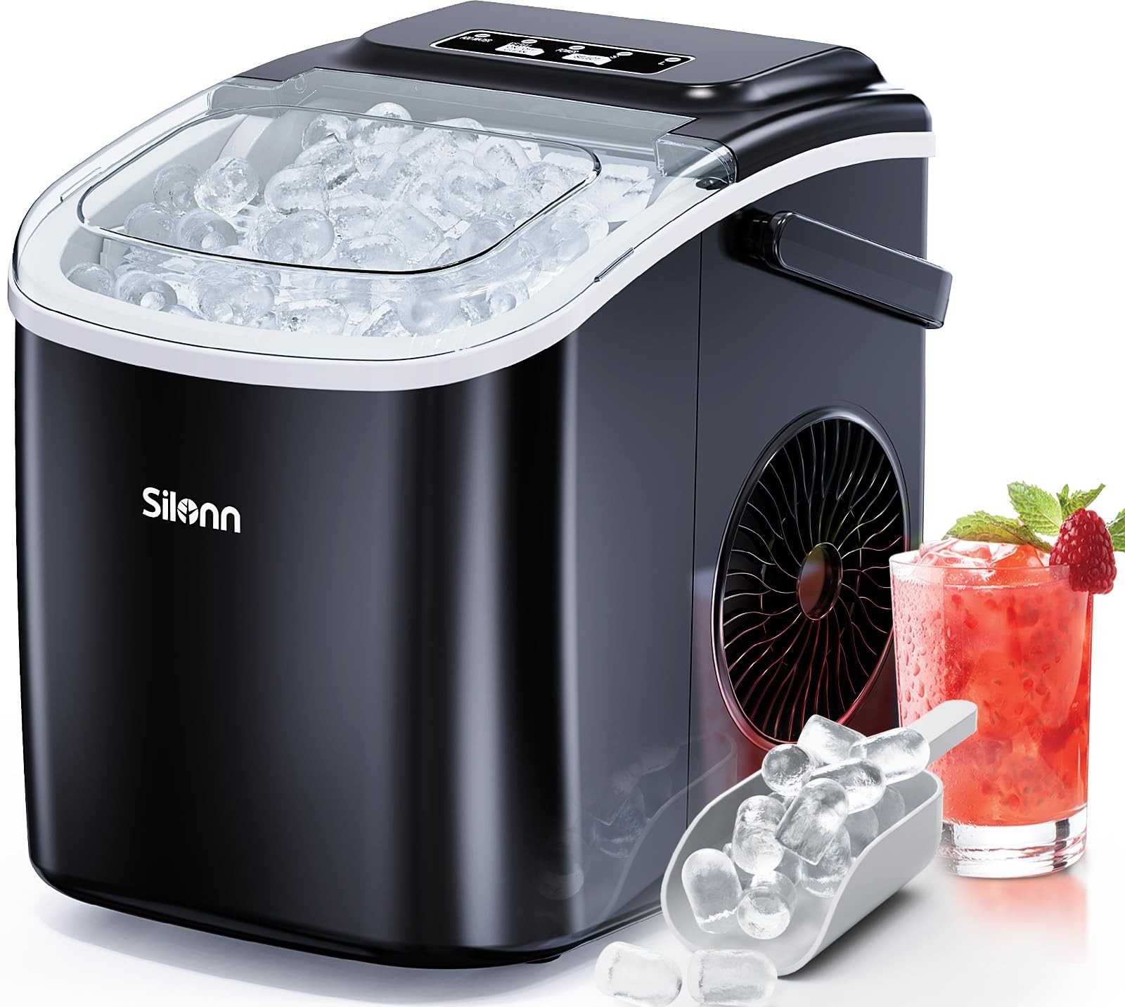 Silonn Ice Makers Countertop, Portable Maker with 26lbs, Dark