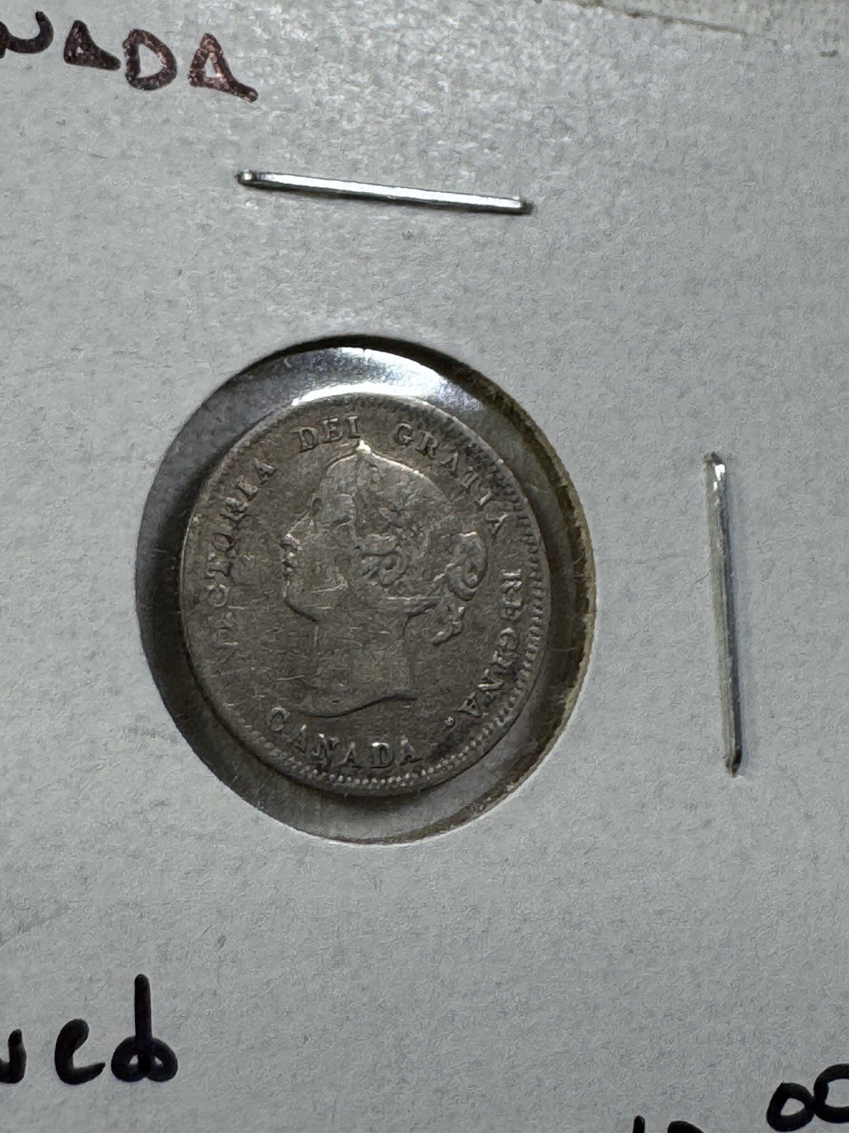 1899 Canada 5 Cents Small Silver Coin Cleaned