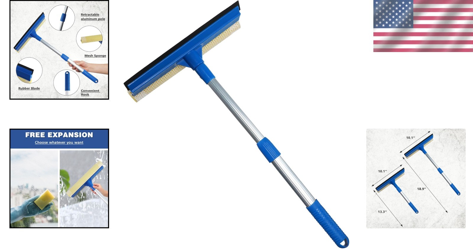 Durable Retractable Window Squeegee for Effortless Indoor & Outdoor Cleaning