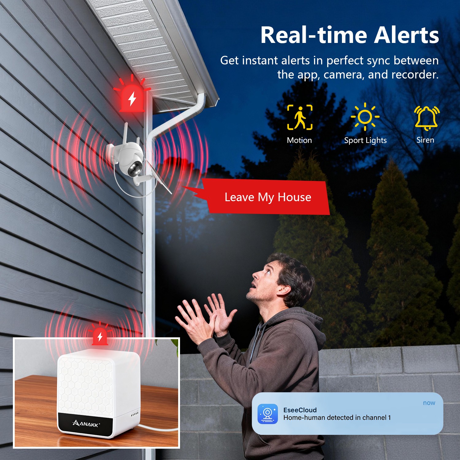 Anakk 4MP WiFi6 Wireless Security Camera System Solar Powered Outdoor PTZ CCTV