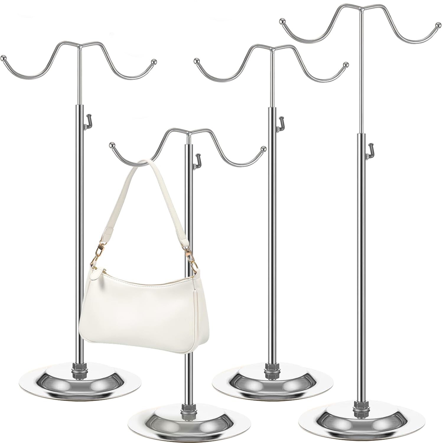 4 PCS Handbag Display Stands Adjustable Purse Display Stand Stainless Steel D...