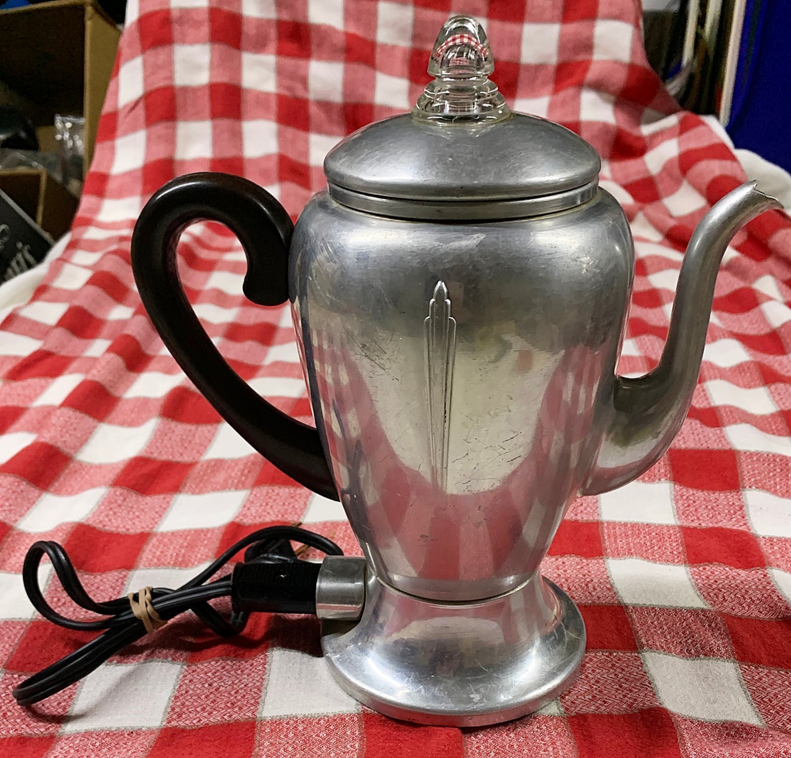 VTG ART DECO MIRRO MATIC 5 C ELECTEIC COFFEE PERCOLATOR 101M COMPLETE WORKS USA
