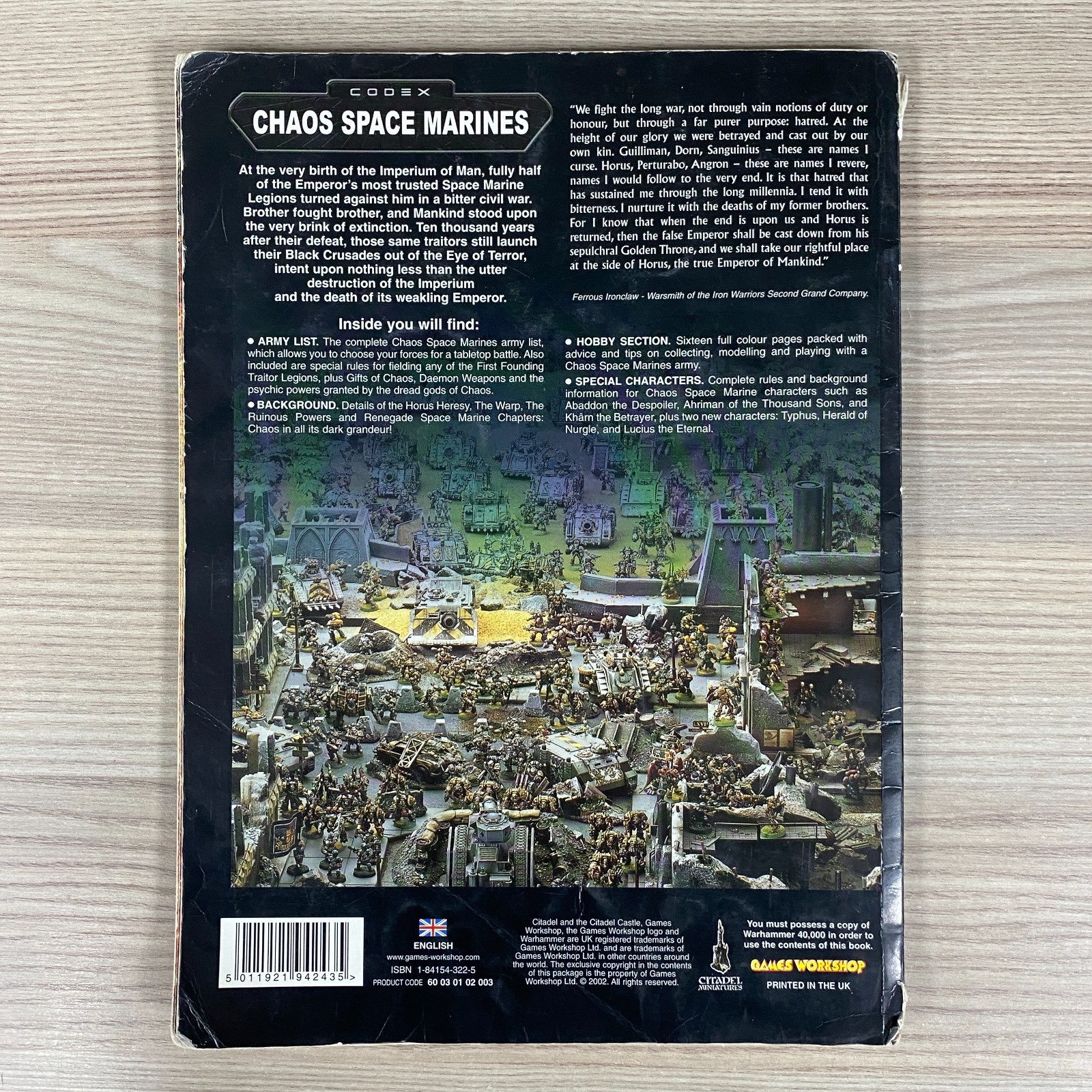 WARHAMMER 40K 40,000 CODEX CHAOS SPACE MARINES 2002 3RD EDITION ARMY BOOK