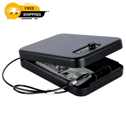 Dalmbo Car Gun Safe for Pistols Gun Lock Box with Combination Lock-Handgun Safe