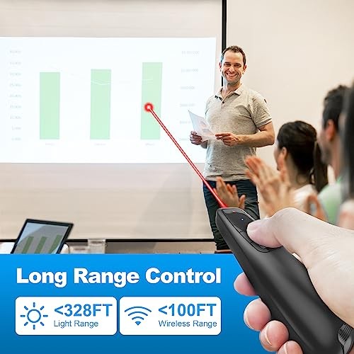 Wireless Presentation Clicker PowerPoint Presenter Remote : USB Type Red Light