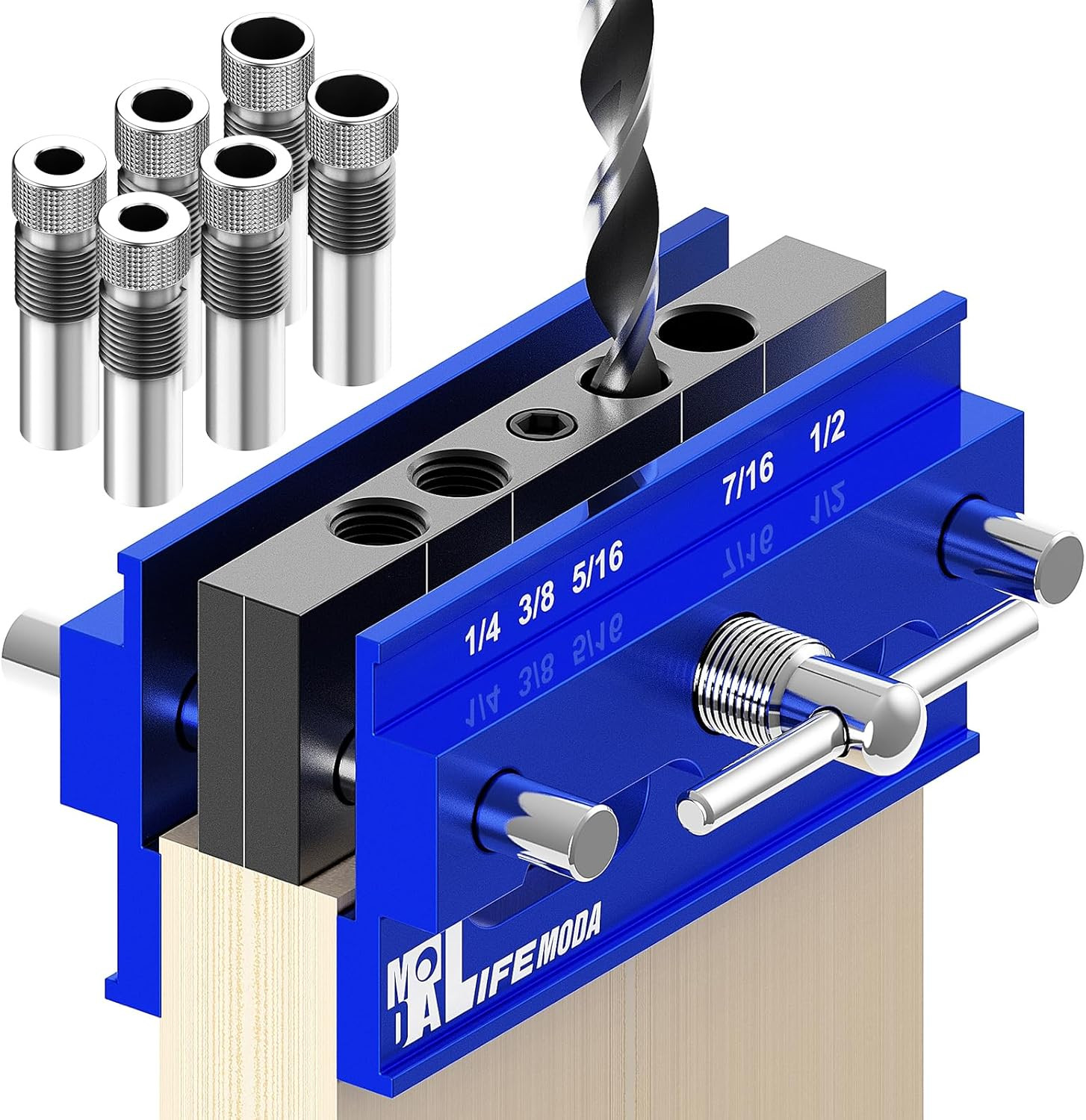 Self Centering Drill Jig for Straight Holes Biscuit Joiner Set with 6 Drill Guid