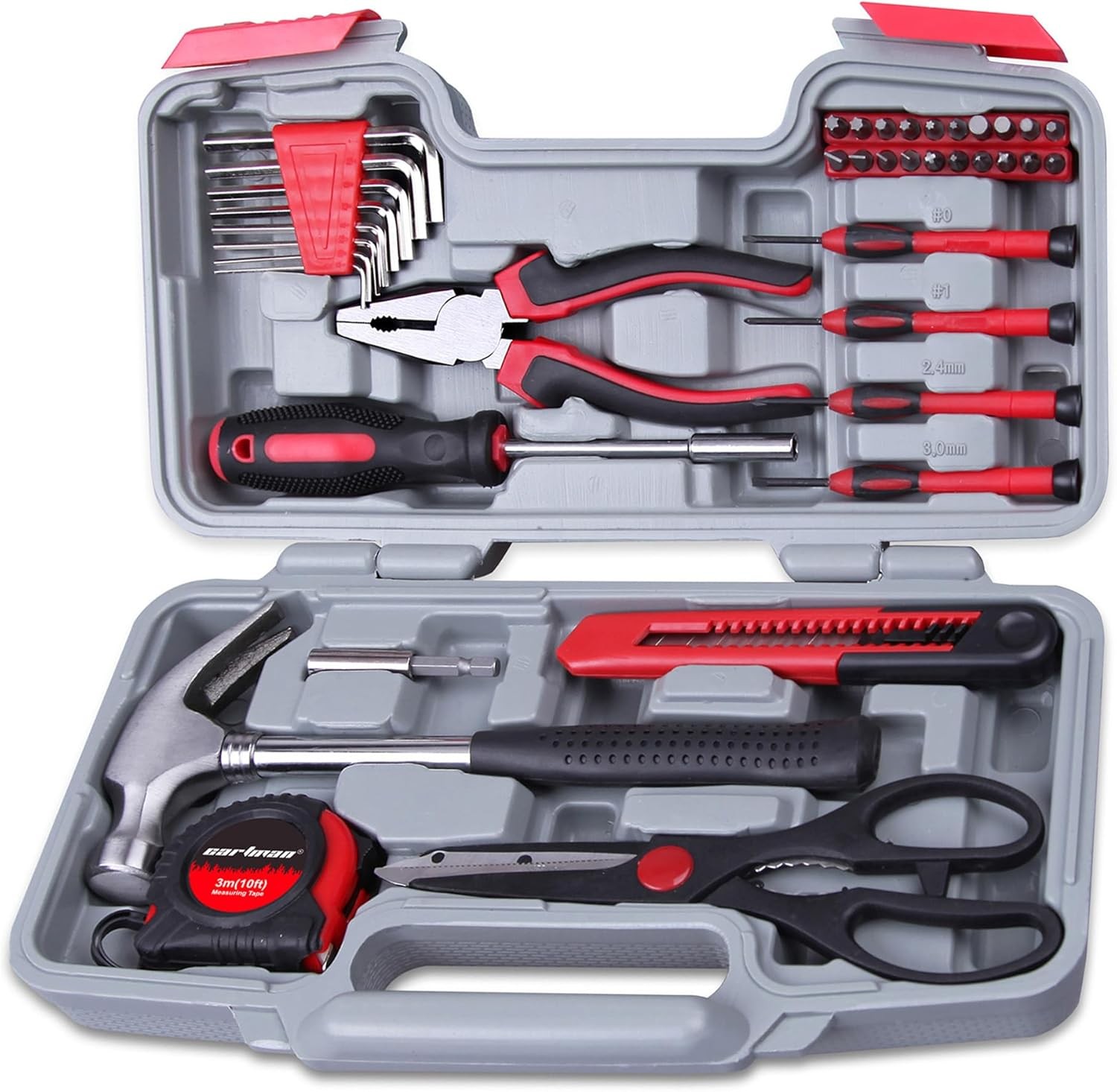 CARTMAN 39 Piece Tool Set with Toolbox 2 Pack Red