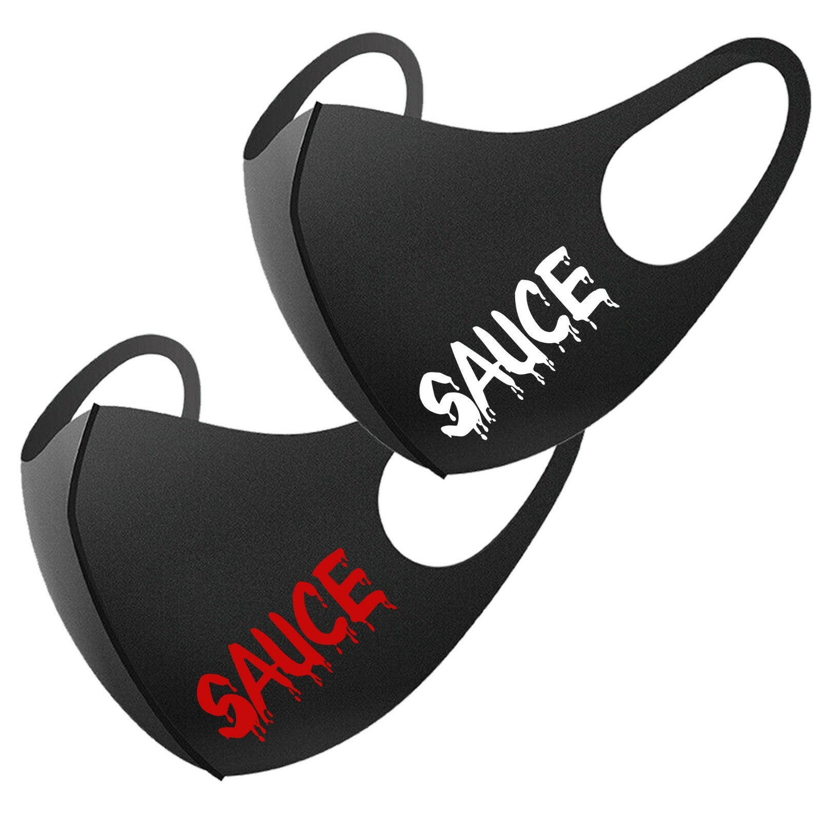 Mens Hip Hop SAUCE Print Black Face Mask Washable Reusable Breathable Fashion