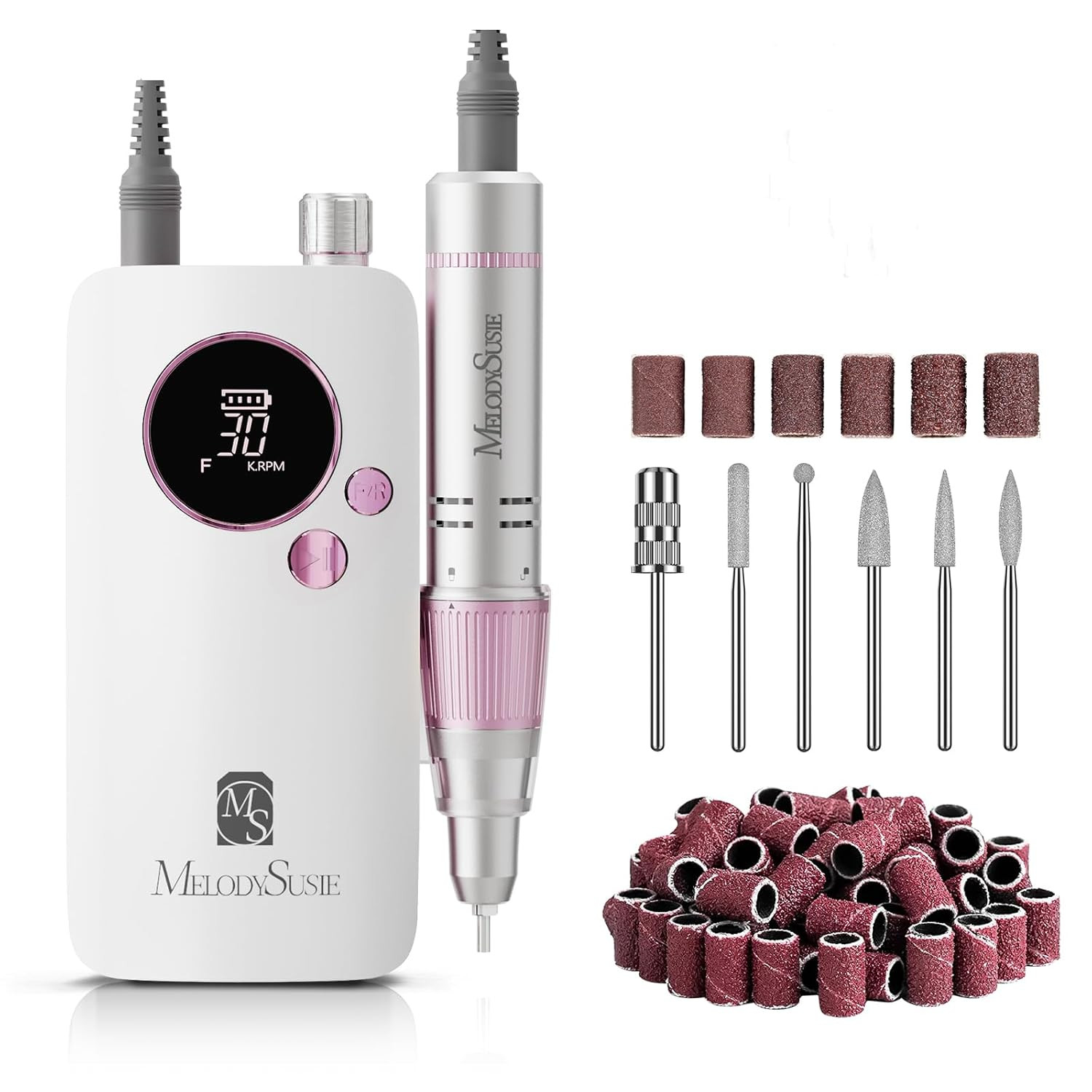 Melodysusie Portable Nail Drill 30000 RPM, SC320F Professional Rechargeable