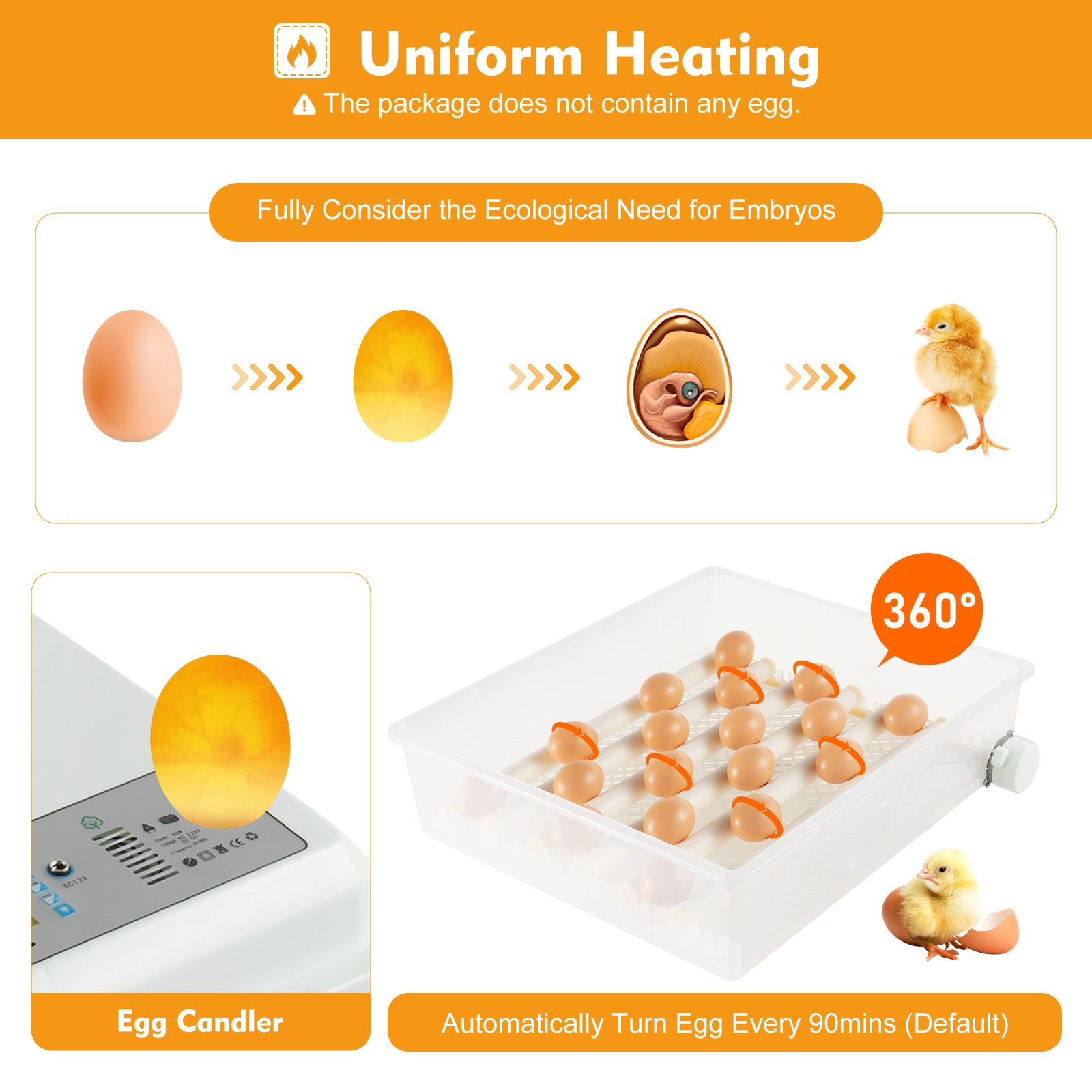 64 Eggs Egg Incubator Fully Digital Automatic Hatcher Fit Hatching Chicken Farm