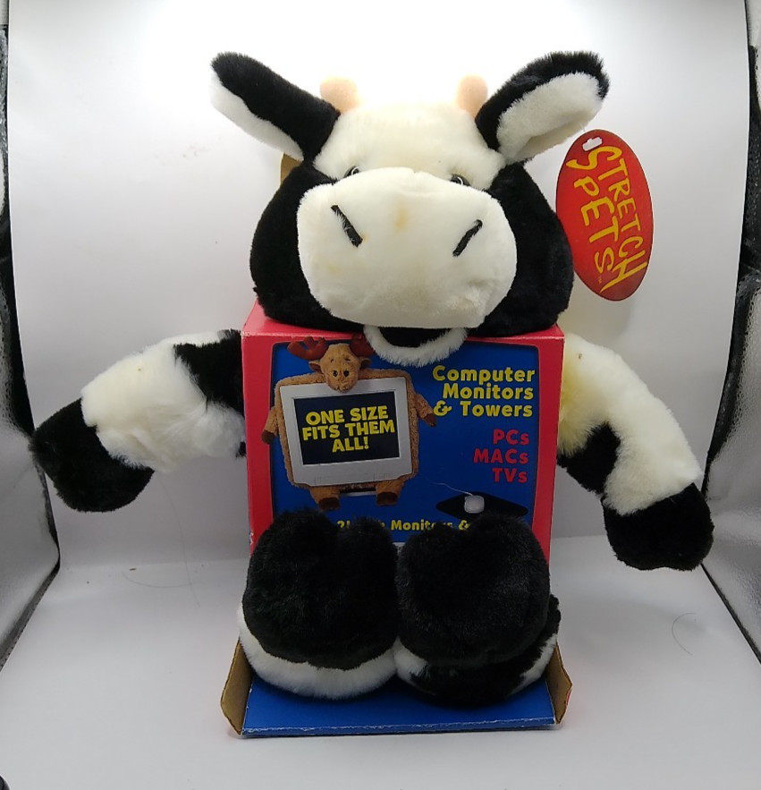 Stretch Pets Fits on PCs, MACs, & TVs 14" - 21" Cow
