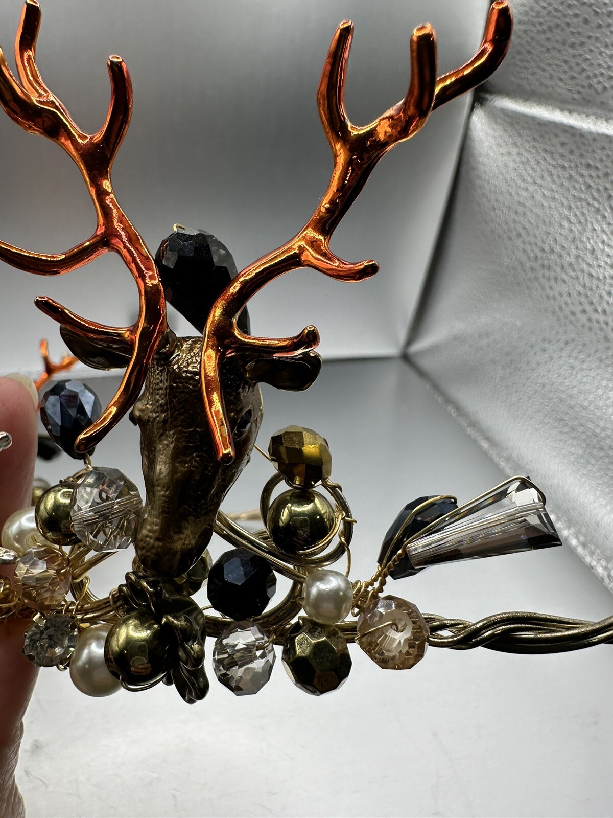 Halloween Reindeer And Spider Tiara Orange Black Antlers