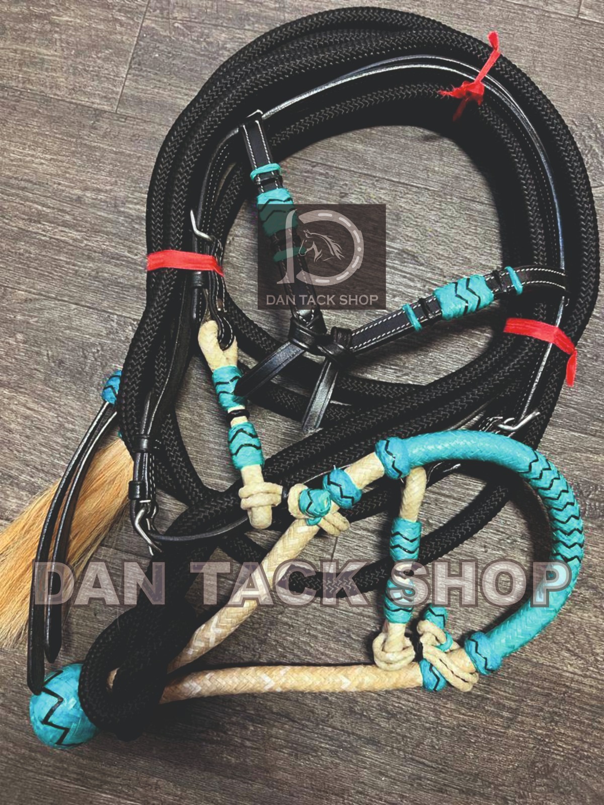 Full Size Hand Braided Raw Hide Bosal Set with Nylon Mecate Free Shipping