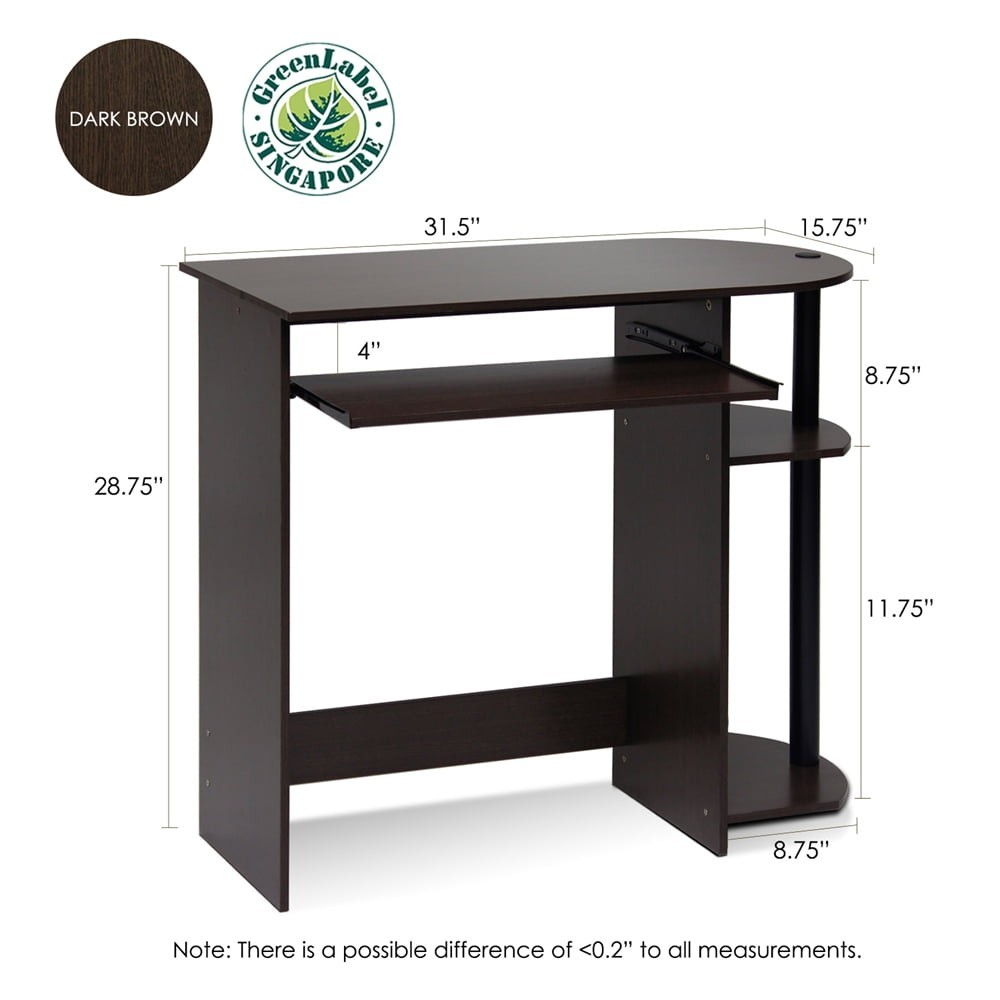 Engineered Wood Simplistic Computer Desk in Dark Brown/Black