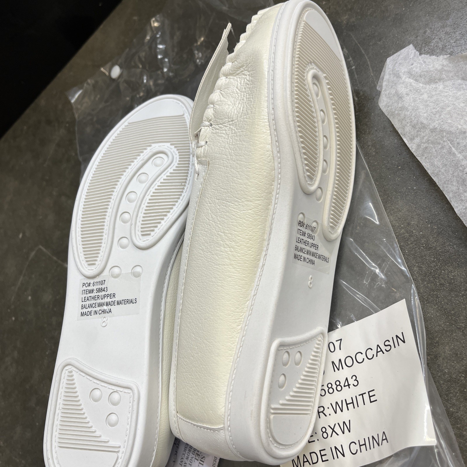 White Beaded Leather Moccasins