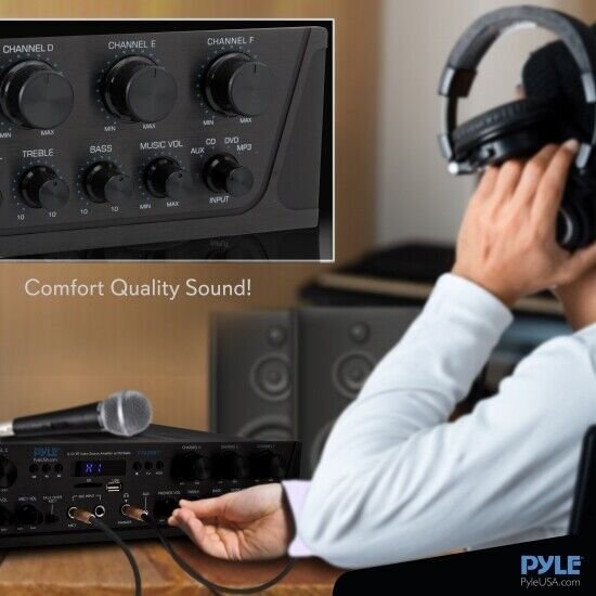 Pyle PTA66BT Bluetooth Home Audio 600 Watt 6 Channel Amplifier Stereo Receiver