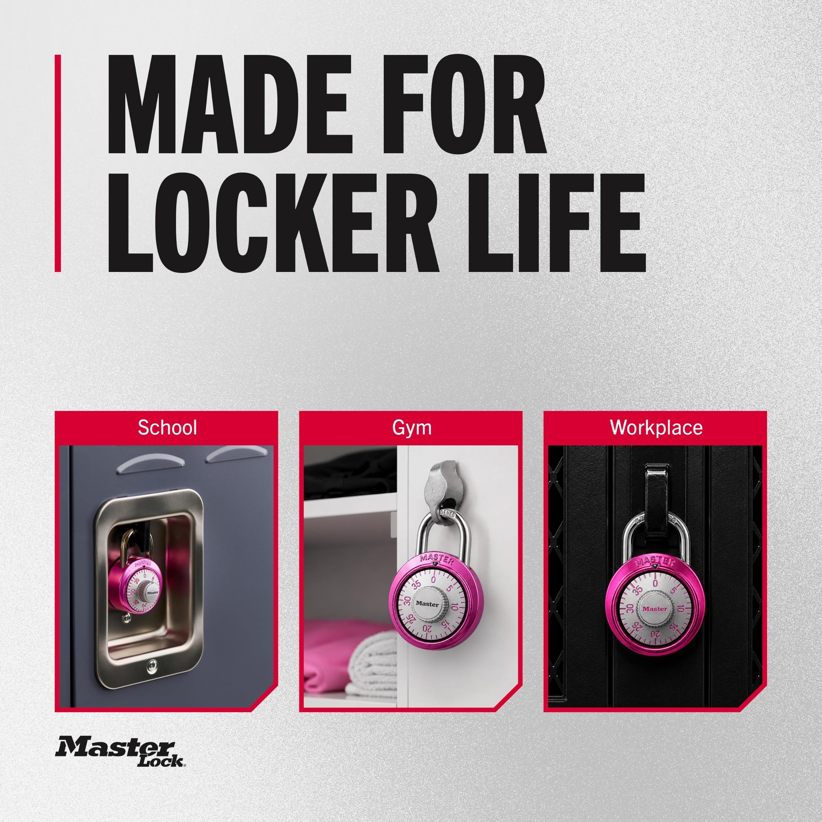 Master Lock 1530DPNK Locker Combination Padlock, 1 Pack, 1 Pink