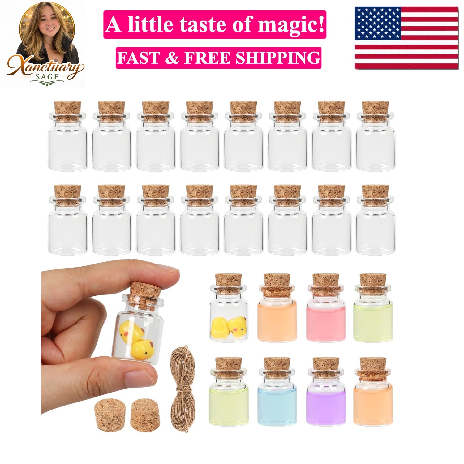 Mini Glass Bottles With Cork 5 ml, 24 Pack Tiny Jars, Small Potion Vials, Spe...