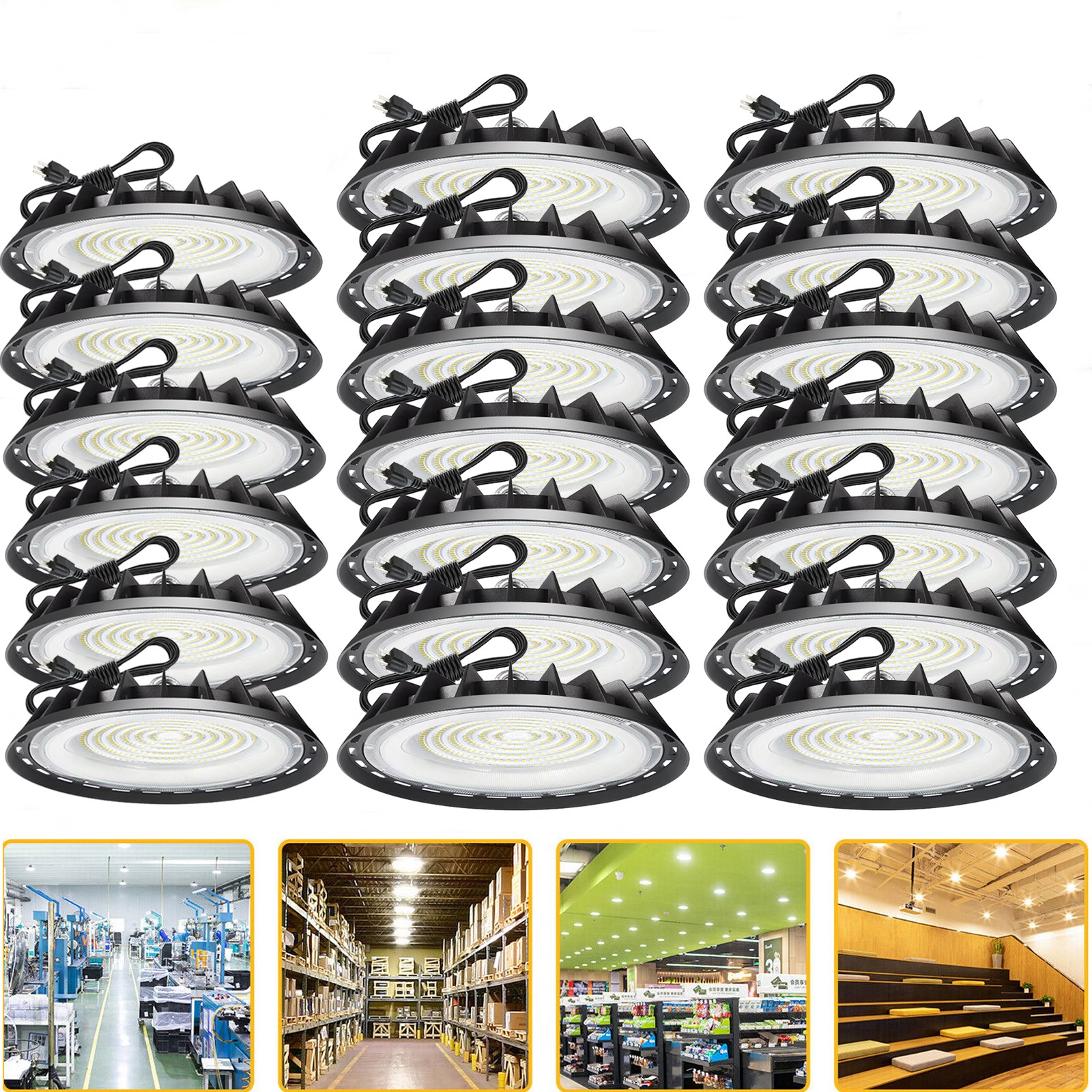 20 Pack 300W UFO Led High Bay Light Commercial Industrial Factory Shop 90-277V