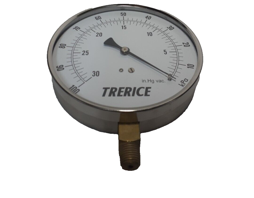 Stainless Steel Pressure Gauge, Lower Conn. 1/4" NPT 4.5"- Trerice (0-100 psi)