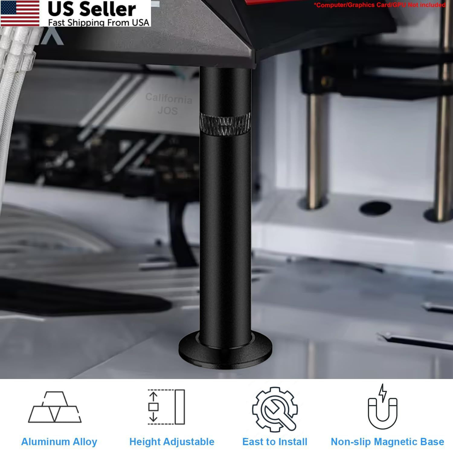 Graphics Card GPU Brace Support, Video Sag Holder Black-L, Black