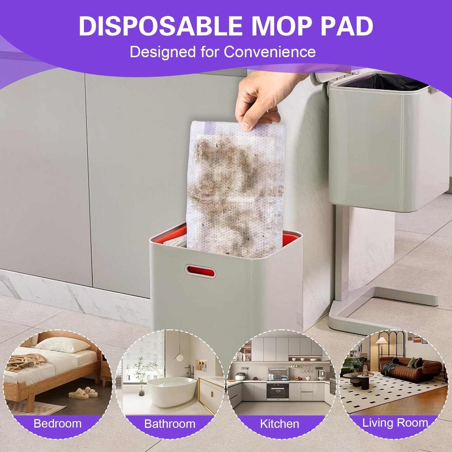 Convenient Disposable Mop Pads, 100 Pack